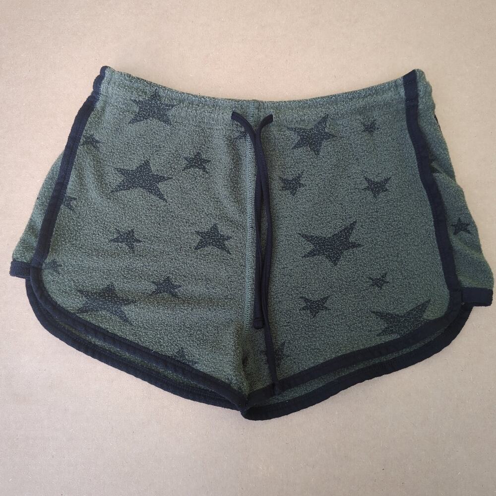 Azur Olive Green Star Print Lounge Shorts Athleisure Size M Casual